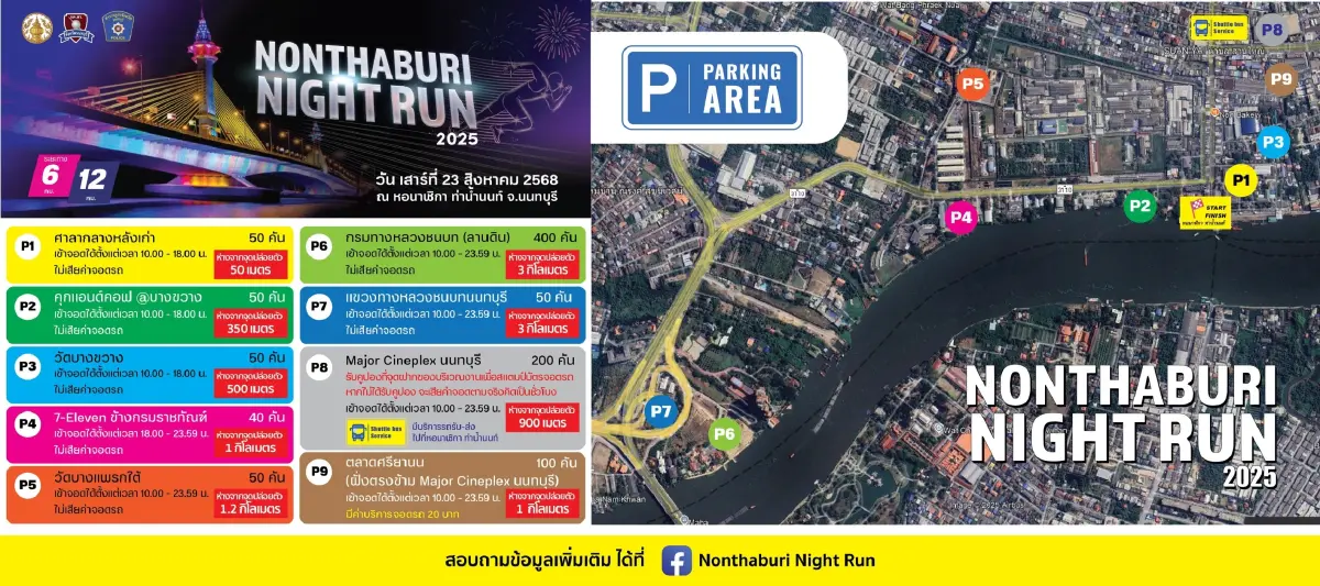 กระทบคนนนทบุรี ปิดถนน 4 ชั่วโมง งานวิ่ง Nonthaburi Night Run 2025