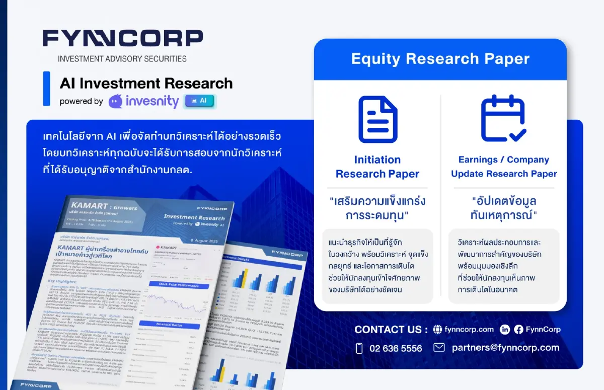 FynnCorp เปิดตัวบริการ AI Research เสริมศักยภาพการลงทุนอย่างเท่าเทียม