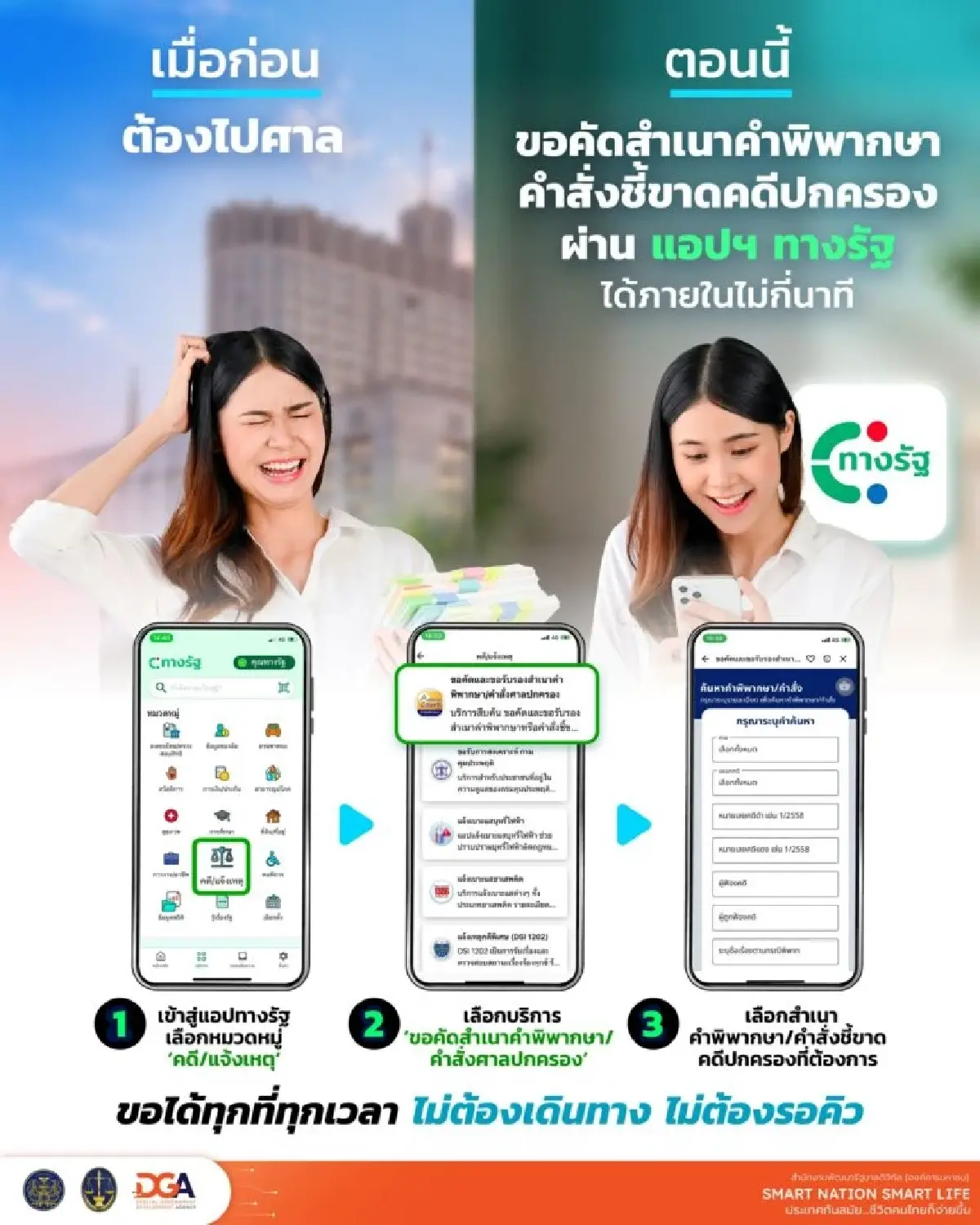 แอปฯ ทางรัฐ เปิดช่องทางขอคัดสำเนาคำพิพากษา คำสั่งชี้ขาดคดีปกครอง