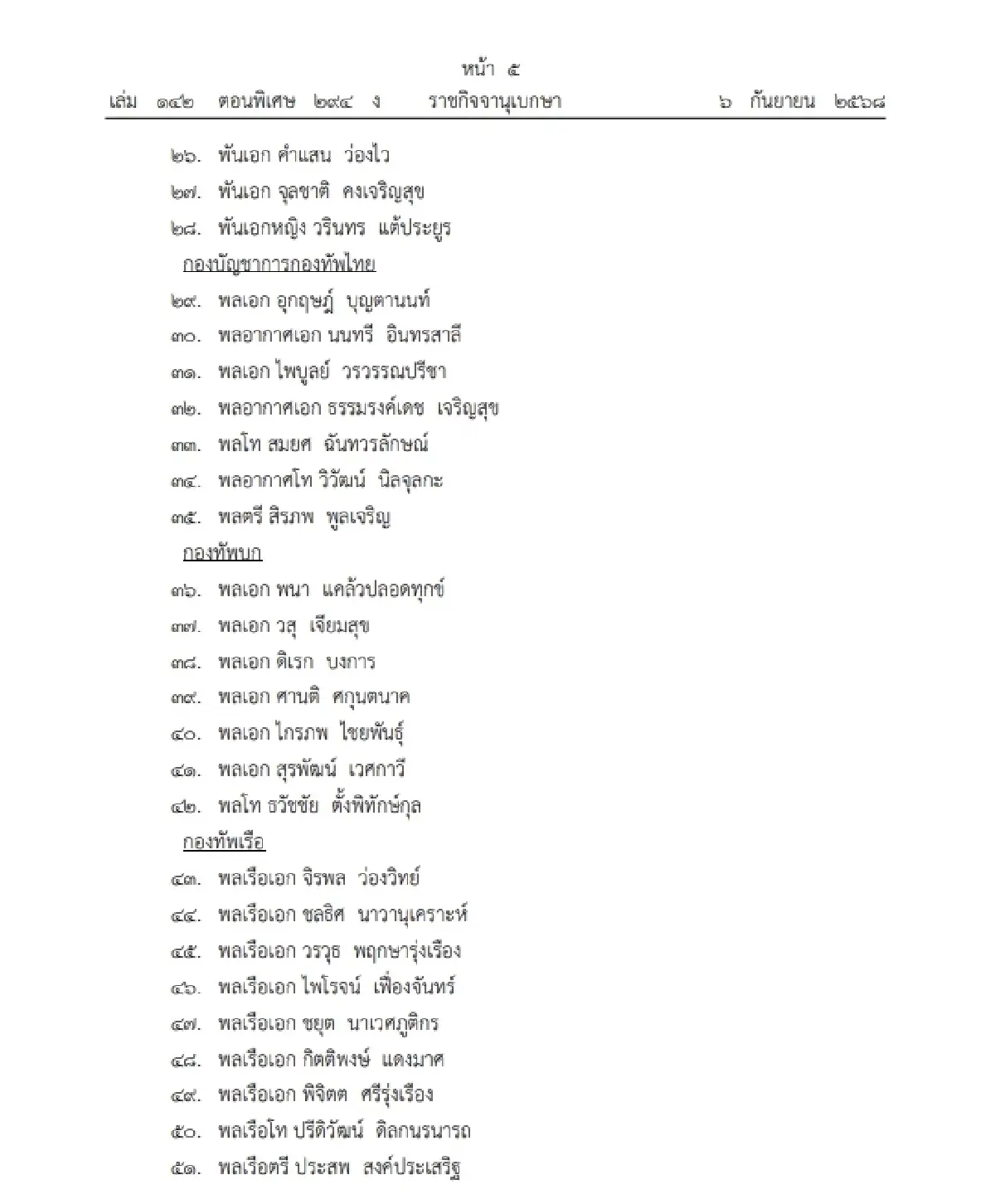 โปรดเกล้าฯ ถอดถอนและแต่งตั้ง "ตุลาการศาลทหารสูงสุด" จำนวน 61 ราย