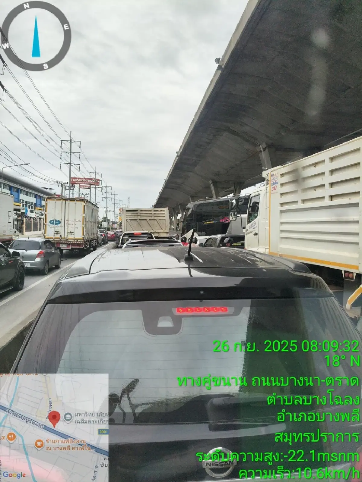 งานเข้าวันศุกร์ รถติดมาก รถบัสจอดเสีย กม.21 ถนนเทพรัตน บางนา-ตราด