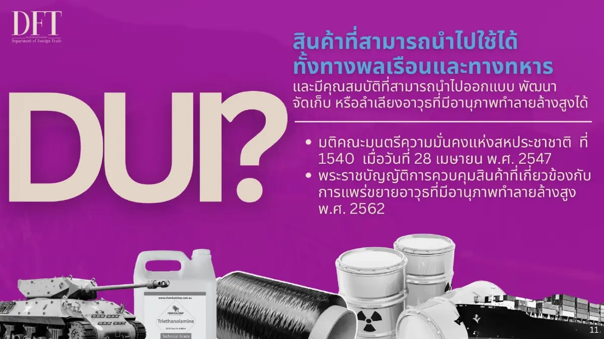 ผู้ส่งออกต้องรู้..พาณิชย์ ออกมาตรการ Licensing ป้องกันนำสินค้าไปผลิตอาวุธนิวเคลียร์ เริ่ม 1 ม.ค.69