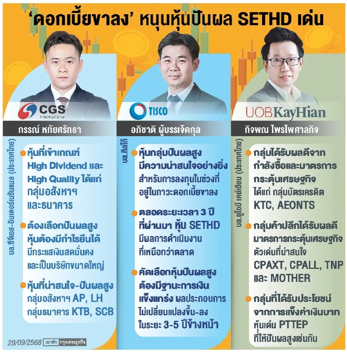 ดอกเบี้ยขาลงจุดพลุ ‘Search for Yield’ โบรกยกโอกาสลงทุน ‘หุ้นปันผลสูง’