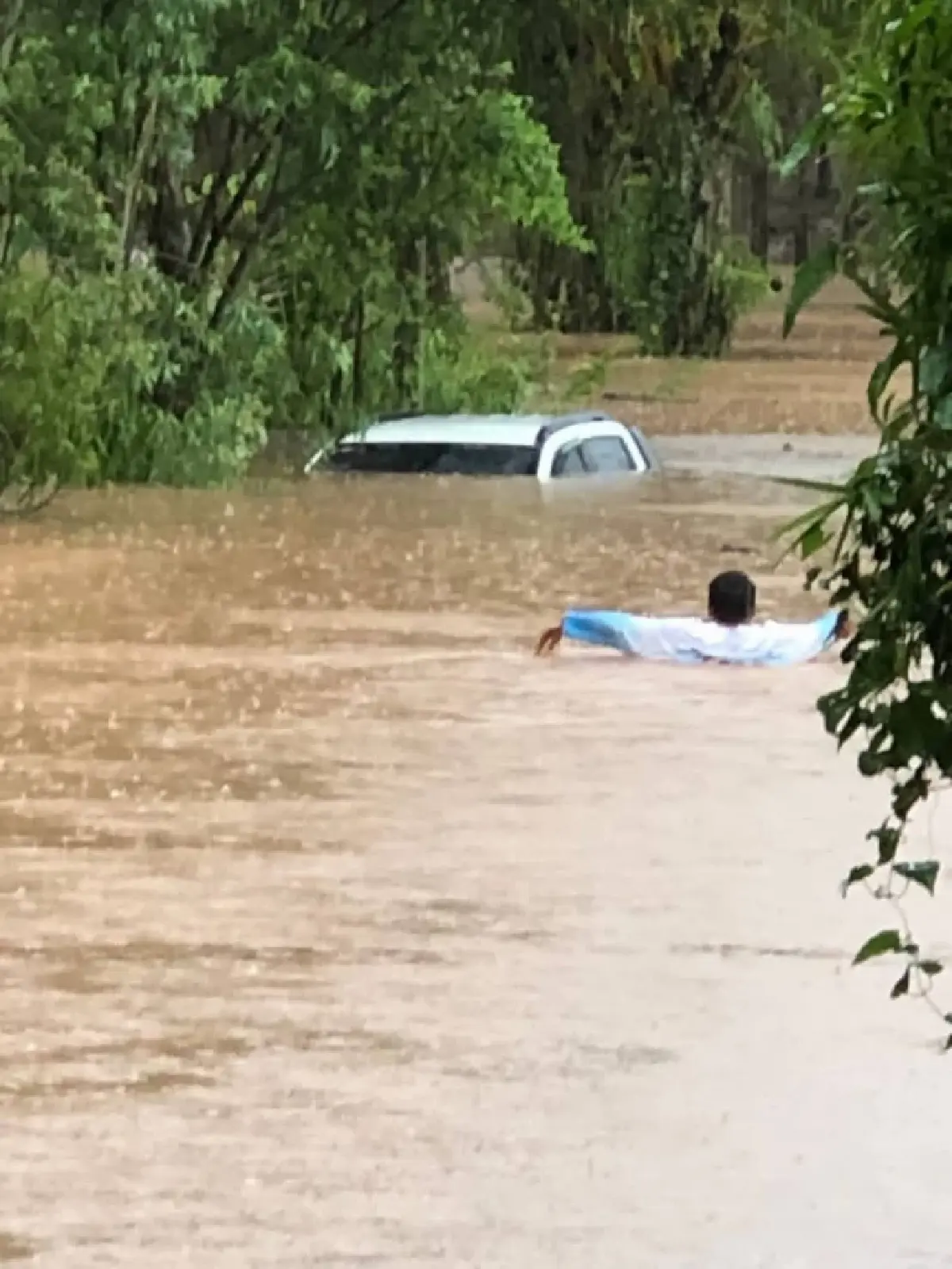 เลยอ่วม! พายุมิแทก ทำพิษ ภูเรือน้ำป่าไหลหลาก รถจมน้ำเกือบมิดคัน