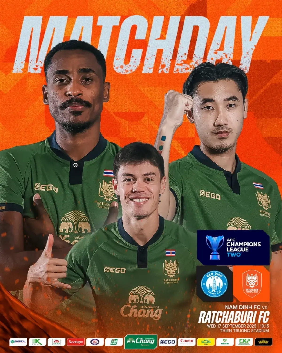 ถ่ายทอดสด 'นัม ดินห์ พบ ราชบุรี เอฟซี' ดูบอลสด เอเอฟซี แชมเปี้ยนส์ ลีก ทู