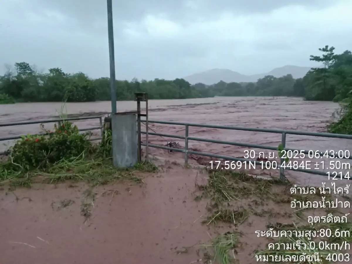 วิกฤติสีแดง ฝนตกหนักอุตรดิตถ์ น้ำไหลล้นสปิลเวย์คลองตรอนแล้ว