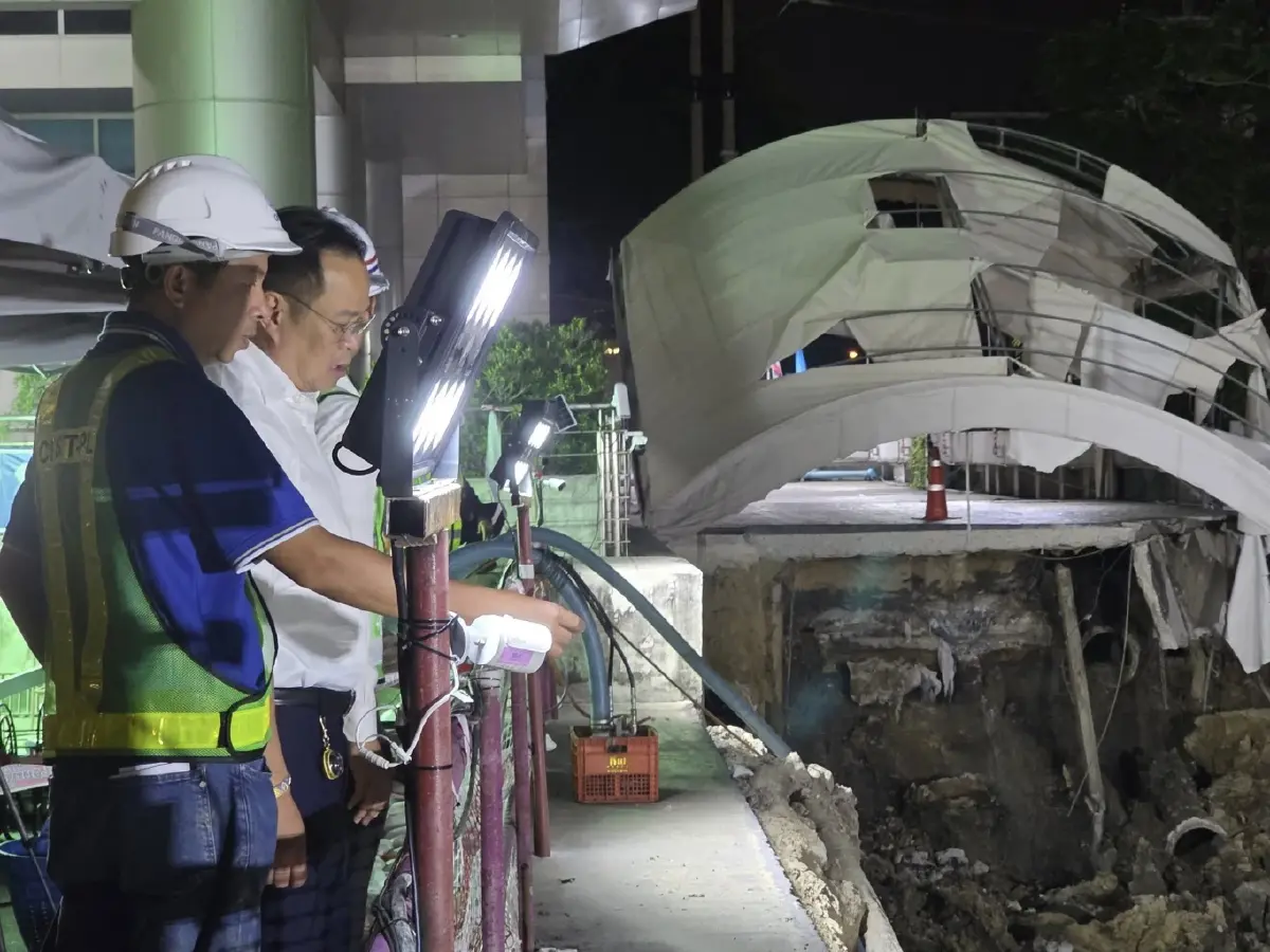 คืบหน้าถนนทรุด รพ.วชิรพยาบาล 'ชัชชาติ' ยันเทคอนกรีต 200 คิวสำเร็จ