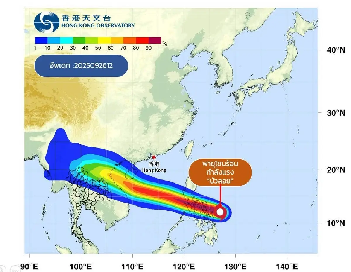 อุตุ ประกาศ ฉ.2 เส้นทางพายุบัวลอย กำลังแรง กระทบไทยตอนบน ฝนตกหนัก