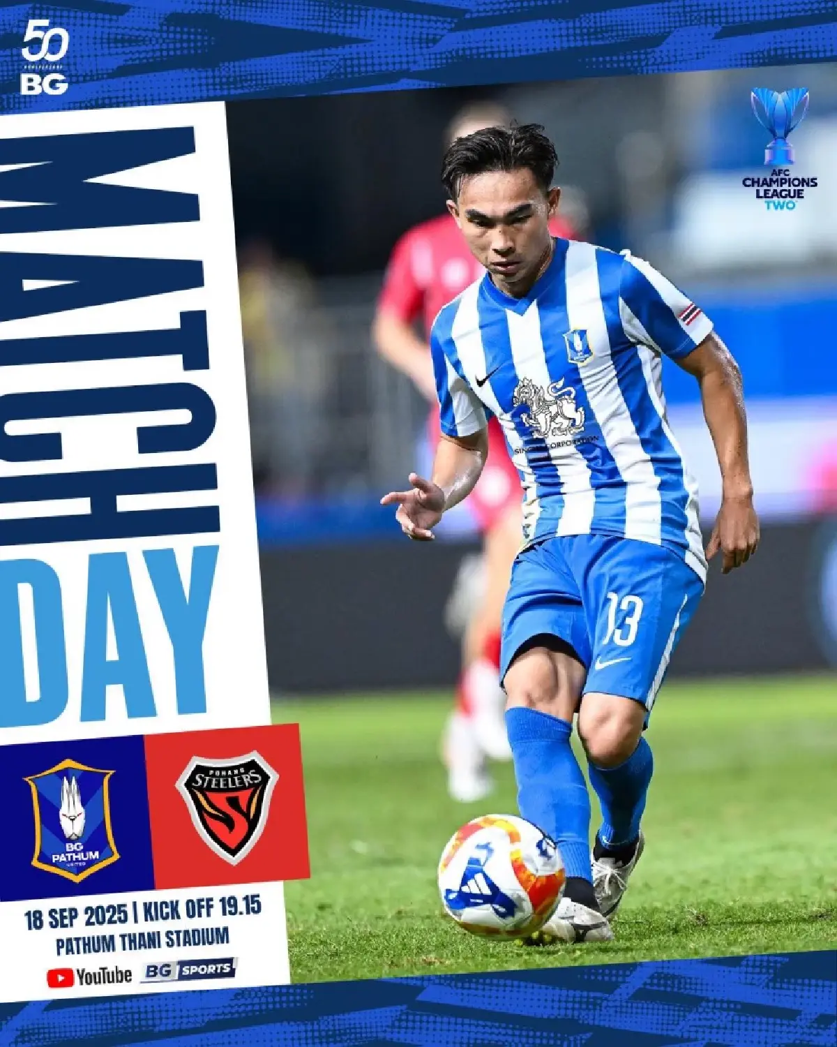 ดูบอลสดฟรี 'บีจี ปทุม พบ โปฮัง สตีลเลอร์ส' เกมใหญ่ แชมเปี้ยนส์ ลีก ทู