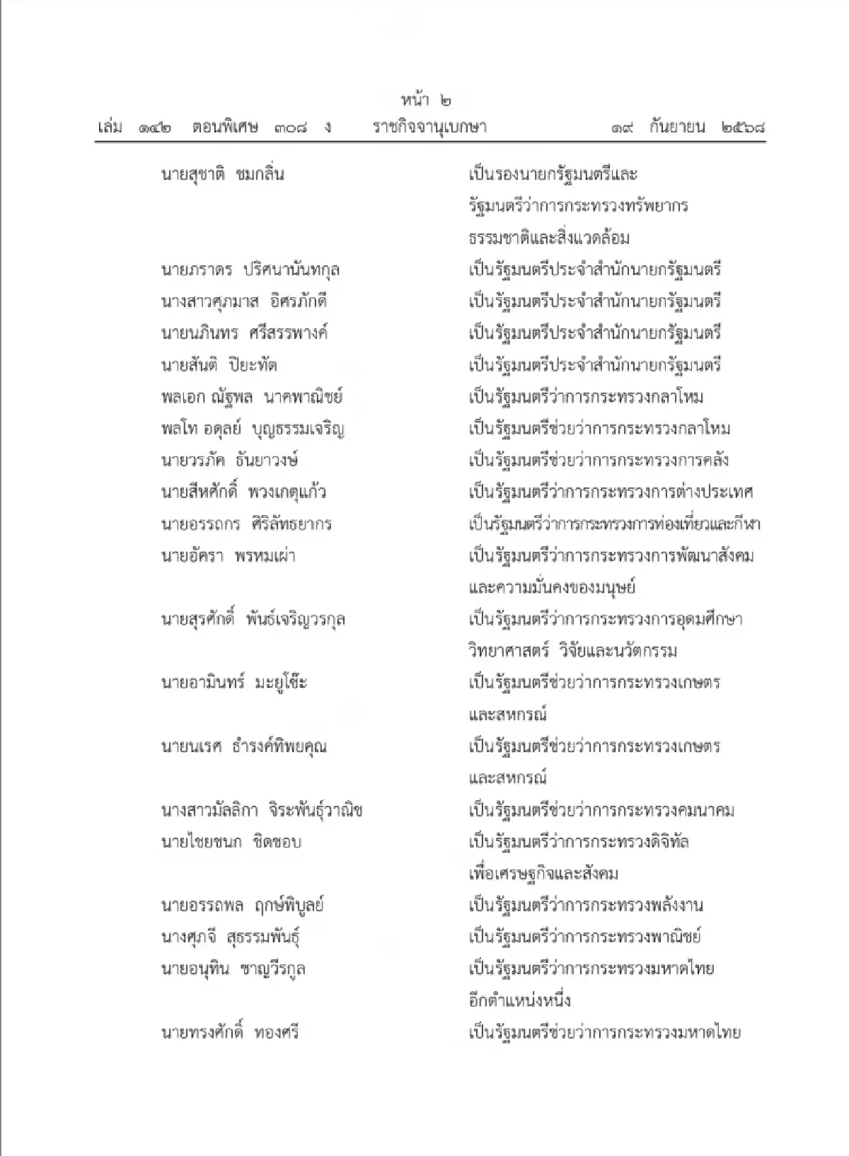 ด่วน! โปรดเกล้าฯ ‘ครม.อนุทิน1’ ผ่านฉลุยทุกคน