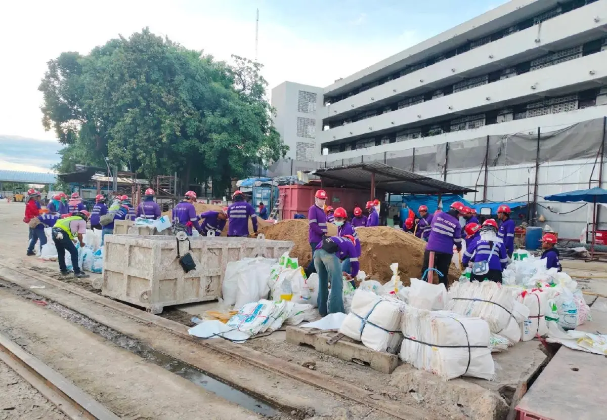 รฟม. สั่ง CKST-PL JV เร่งถมดินปิดปาดอุโมงค์ หยุดการไหลเข้าสถานีรถไฟฟ้า