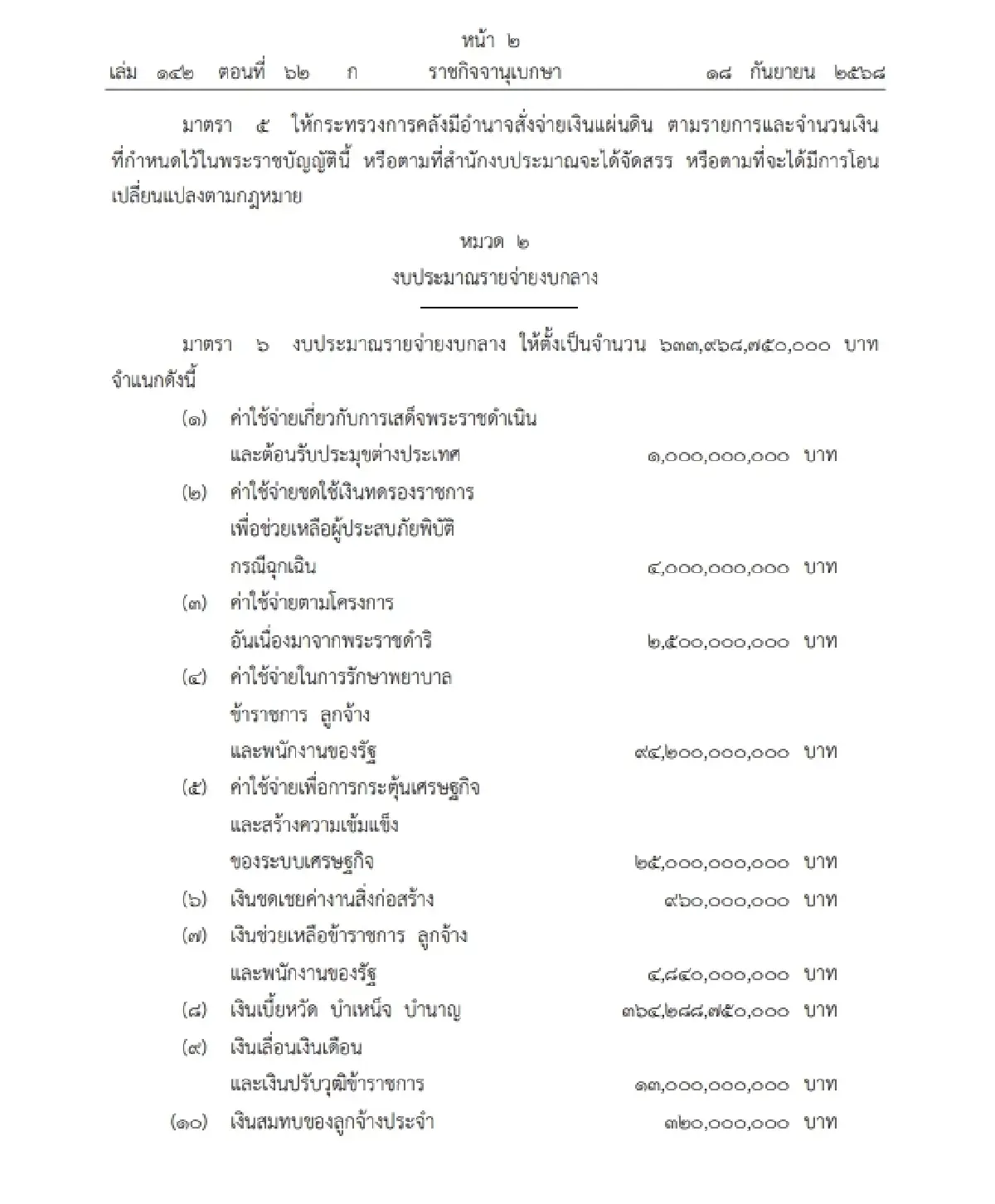 ราชกิจจาฯ ประกาศแล้ว พ.ร.บ.งบประมาณ ปี 69 วงเงิน 3.78 ล้านล้านบาท
