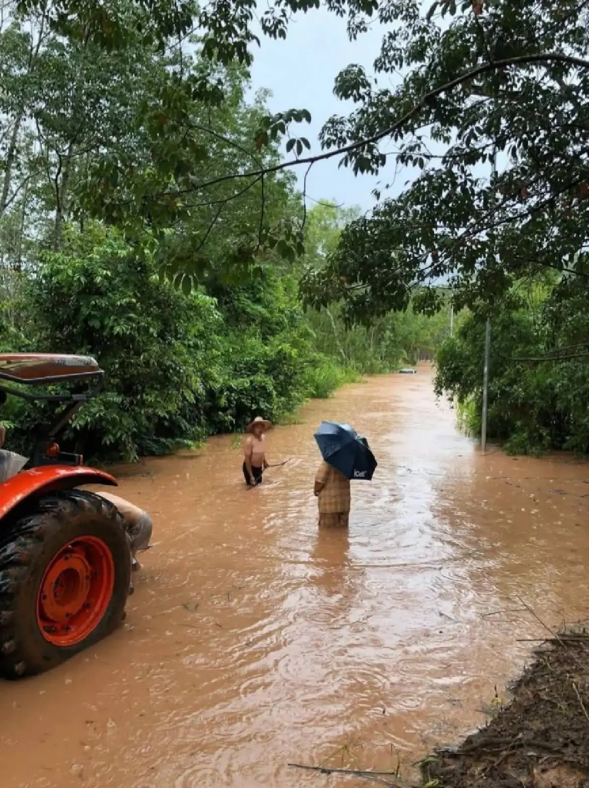 เลยอ่วม! พายุมิแทก ทำพิษ ภูเรือน้ำป่าไหลหลาก รถจมน้ำเกือบมิดคัน