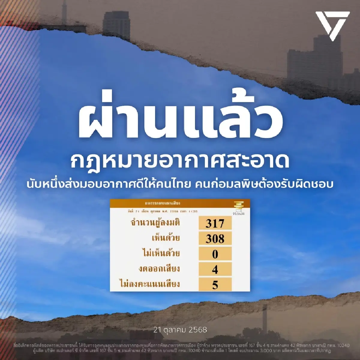 ปลุกเลือก ปชน.เป็นรัฐบาล ใช้ พ.ร.บ.อากาศสะอาดฯ ประสิทธิภาพสูงสุด