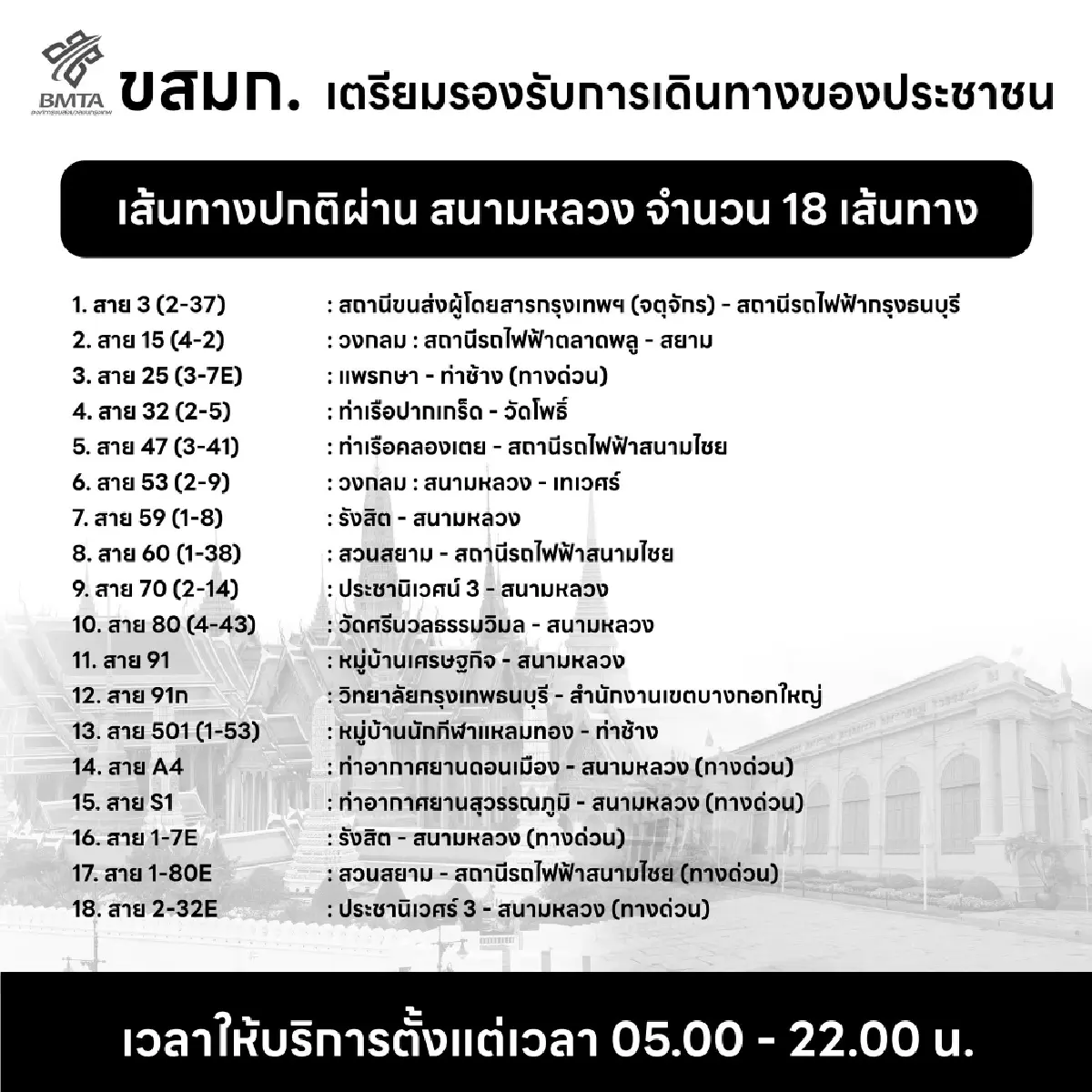 ขสมก. จัด รถเมล์ฟรี อำนวยความสะดวกปชช.ร่วมถวายน้ำสรงพระบรมศพ 'พระพันปีหลวง'