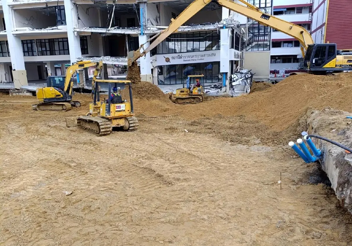 รฟม.เผยคืบหน้าถนนทรุดสามเสน ถมทรายแล้วกว่า 8,200 ลบ.ม.