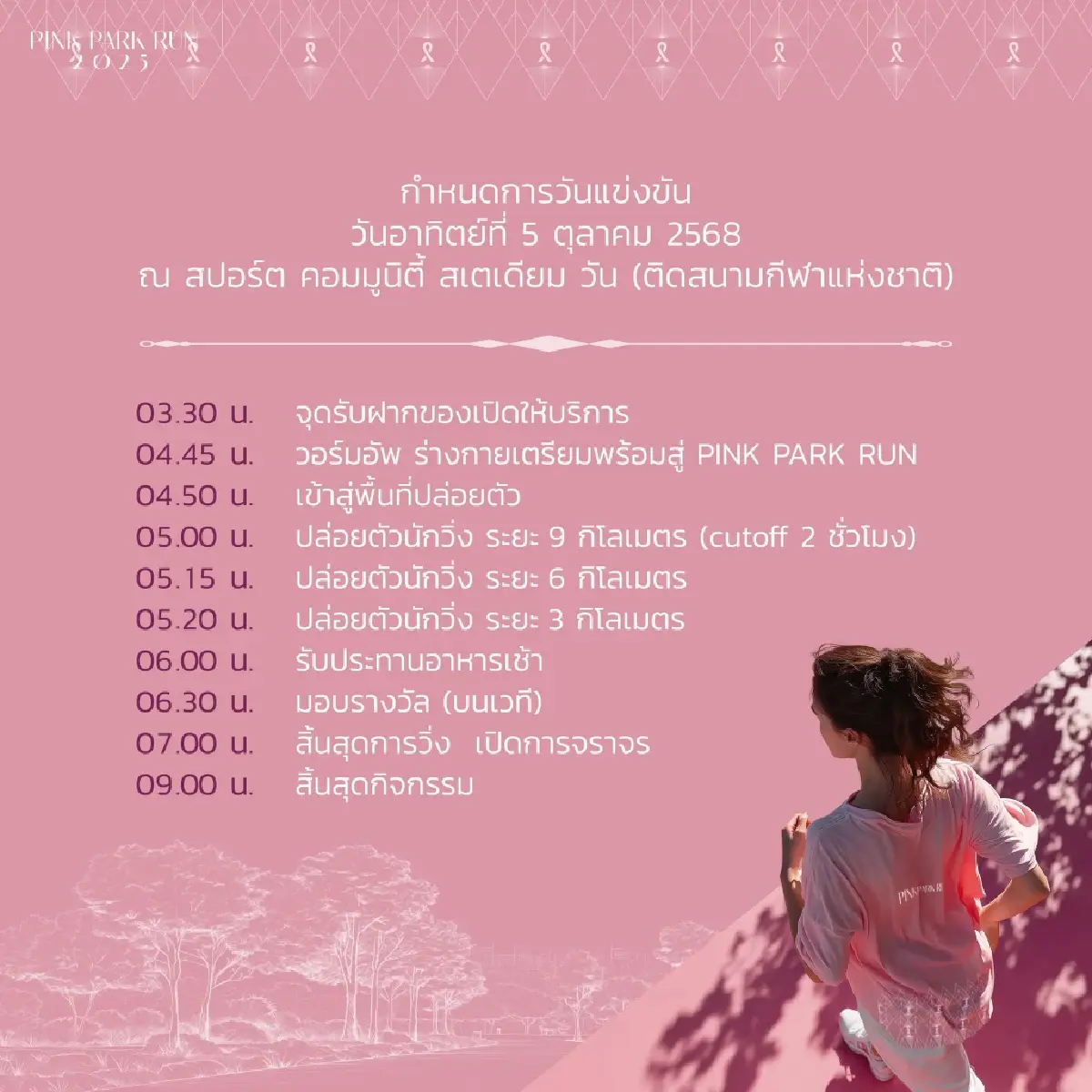 ฟิตร่างกายให้พร้อม กับงานวิ่ง PINK PARK RUN 2025 เพื่อผู้ป่วยมะเร็งเต้านม