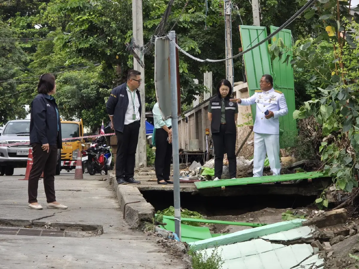 ถนนทรุดตัวใหม่ เขตบางคอแหลม ปิดถนน 2 ช่องจราจร เช็กเส้นทางเลี่ยง