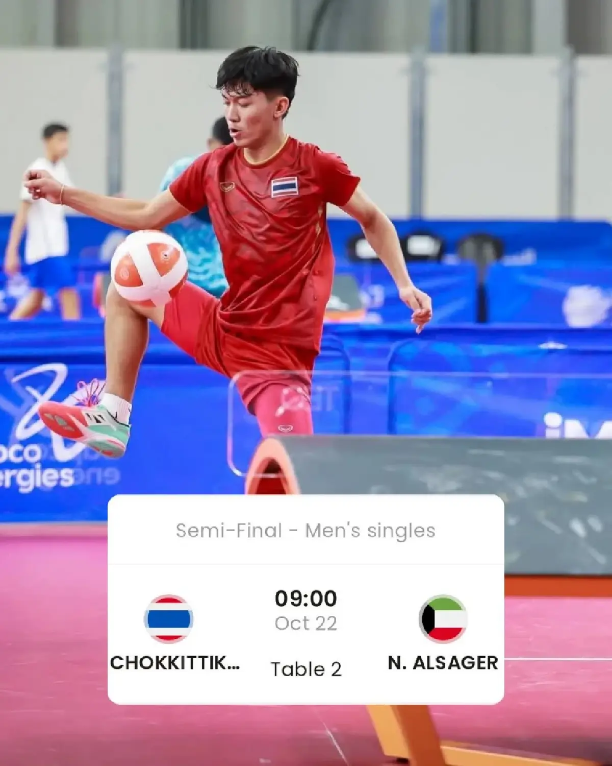 LIVE ถ่ายทอดสดเทคบอล 'ธรรมนูญ โชคกิตติกุล' ไทย พบ คูเวต Asian Youth Games