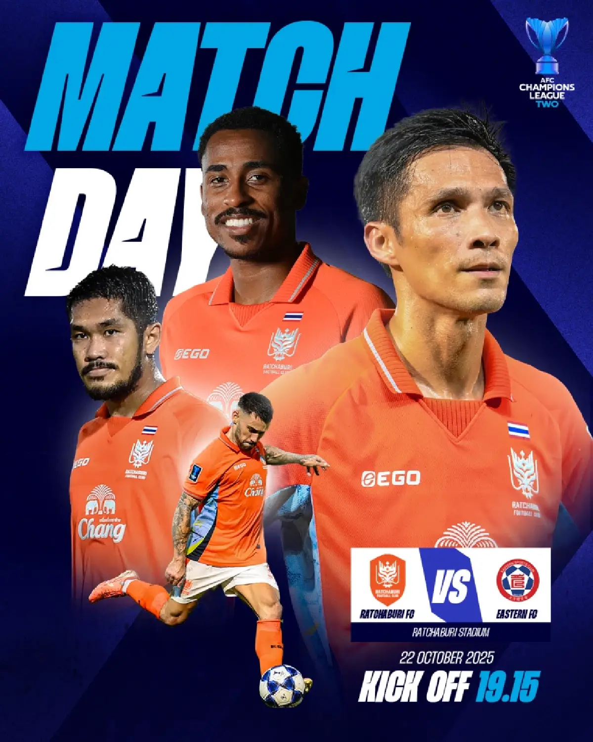 ถ่ายทอดสด 'ราชบุรี เอฟซี พบ อีสต์เทิร์น' ดูบอลสด เอเอฟซี แชมเปี้ยนส์ ลีก ทู