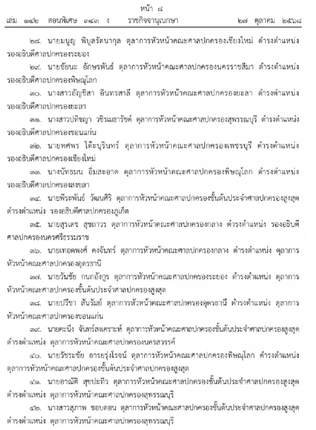 โปรดเกล้าฯ แต่งตั้ง ตุลาการศาลปกครองชั้นต้น จํานวน 95 ราย
