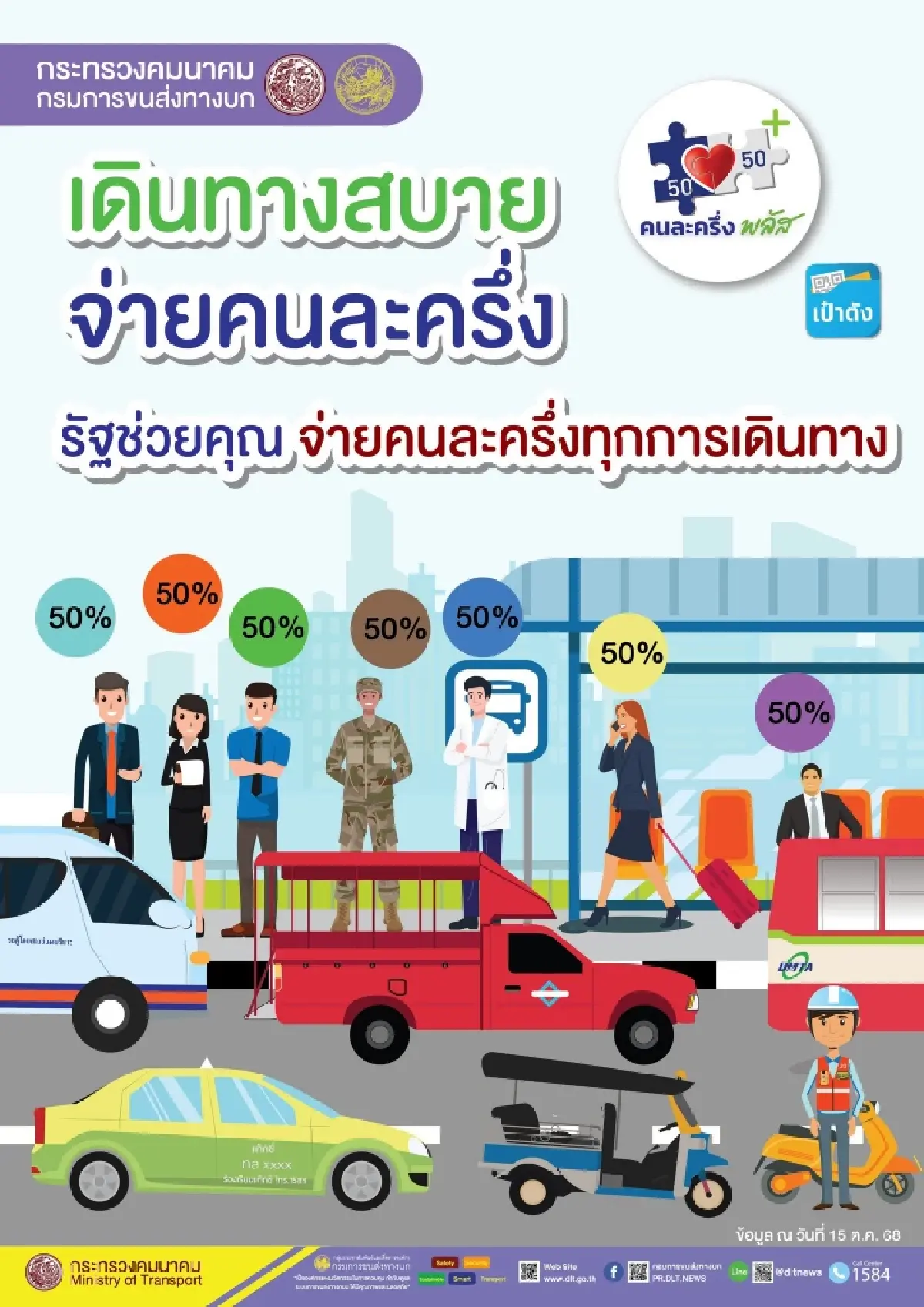 ขนส่งทางบก เข้าโครงการ ‘คนละครึ่งพลัส’ ส่วนลดค่ารถโดยสารสาธารณะ