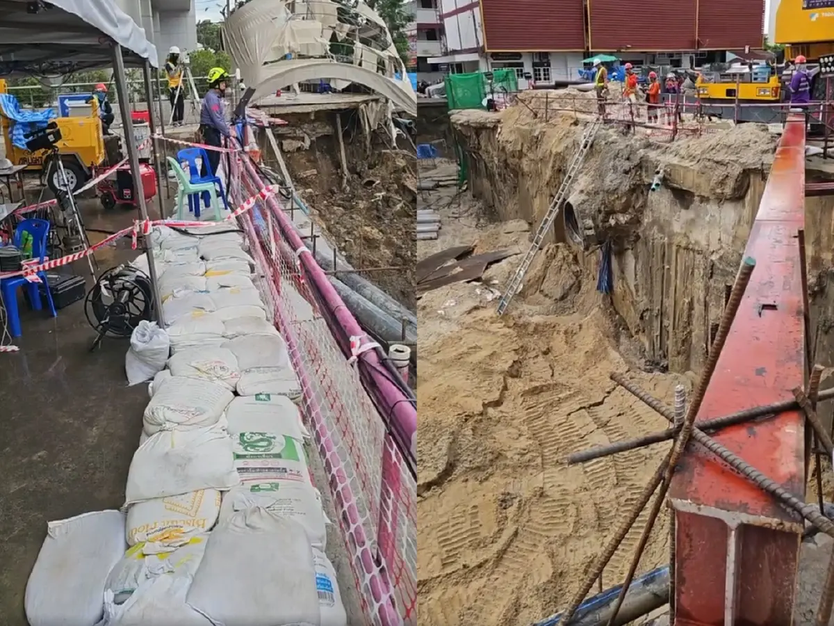 คืบหน้า ถนนทรุดตัว ถนนสามเสน หลังฝนตกลงมา คาดอีก 6 วันเปิดถนนปกติ