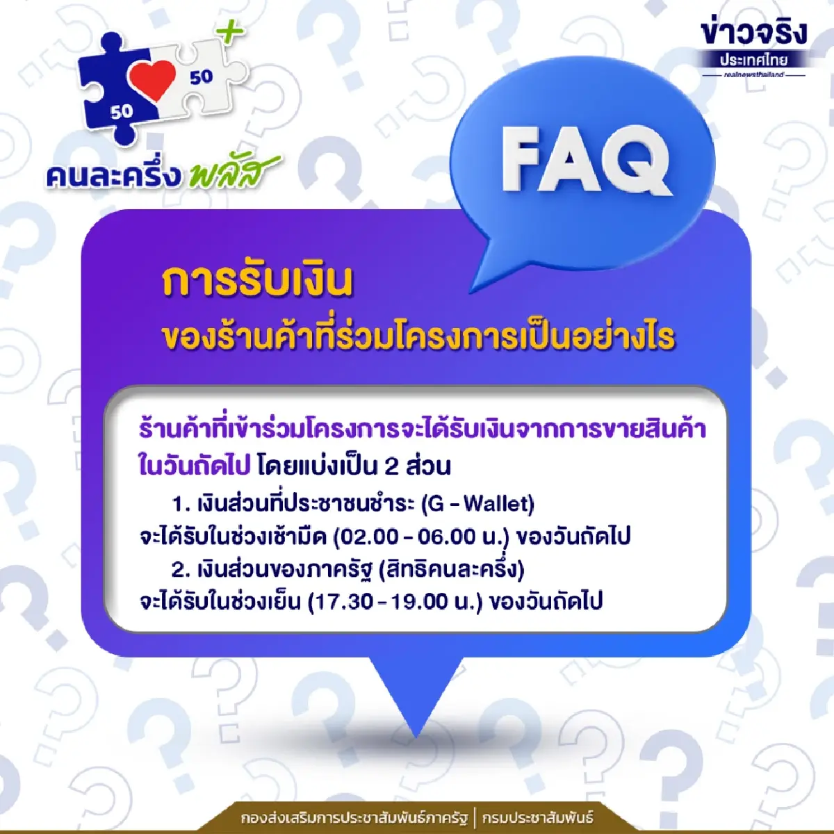 FAQ รวมคำถามคนละครึ่งพลัส ตอบสิทธิใหม่ ลงทะเบียน เป๋าตัง ถุงเงิน