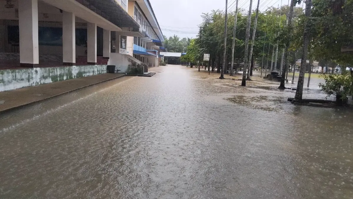 ฝนตกหนักสุราษฎร์ฯ สั่งปิดโรงเรียนไชยาสุริยา น้ำท่วม ระวังไฟดูด