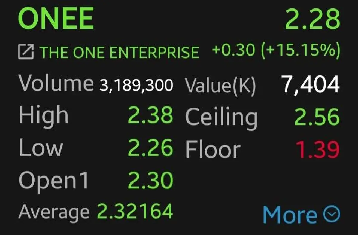 หุ้น ONEE พุ่งแรง 15.15% หลังผลงานกำไรสูงกว่าคาด โบรกเล็งปรับประมาณการเพิ่ม