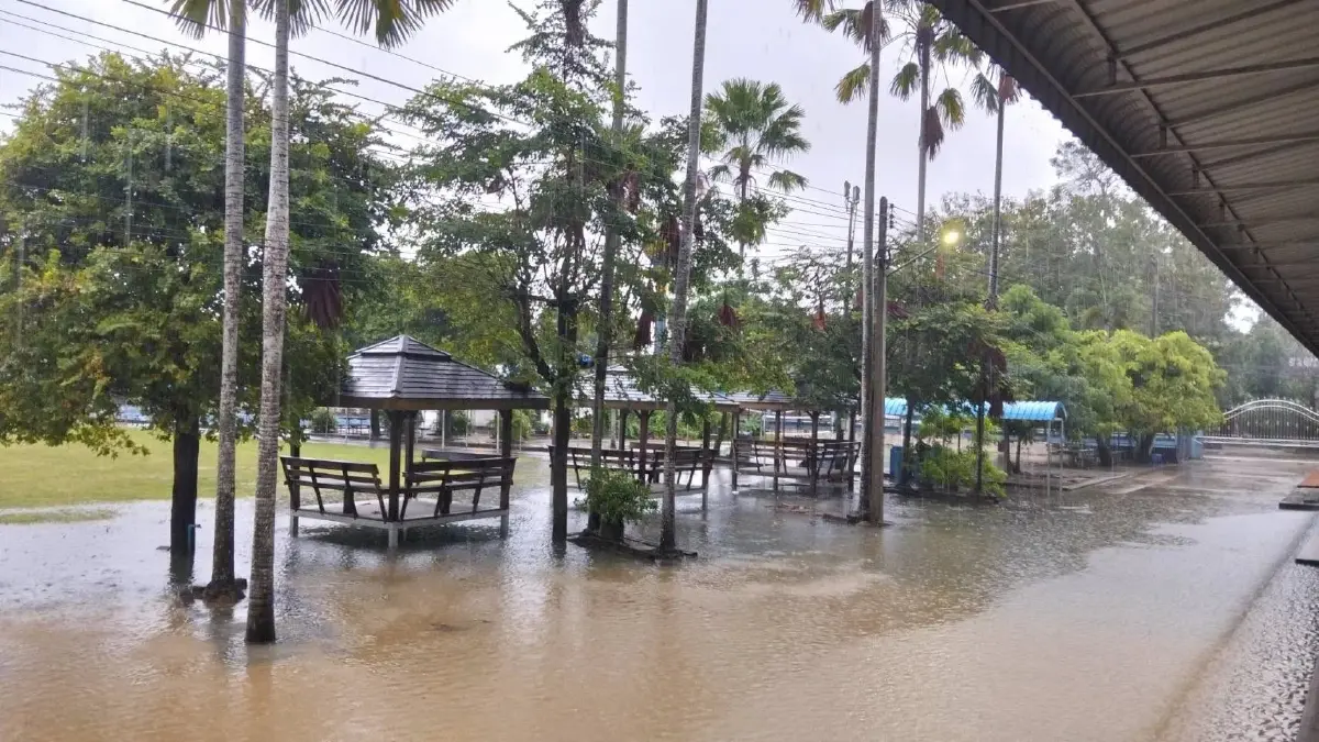 ฝนตกหนักสุราษฎร์ฯ สั่งปิดโรงเรียนไชยาสุริยา น้ำท่วม ระวังไฟดูด