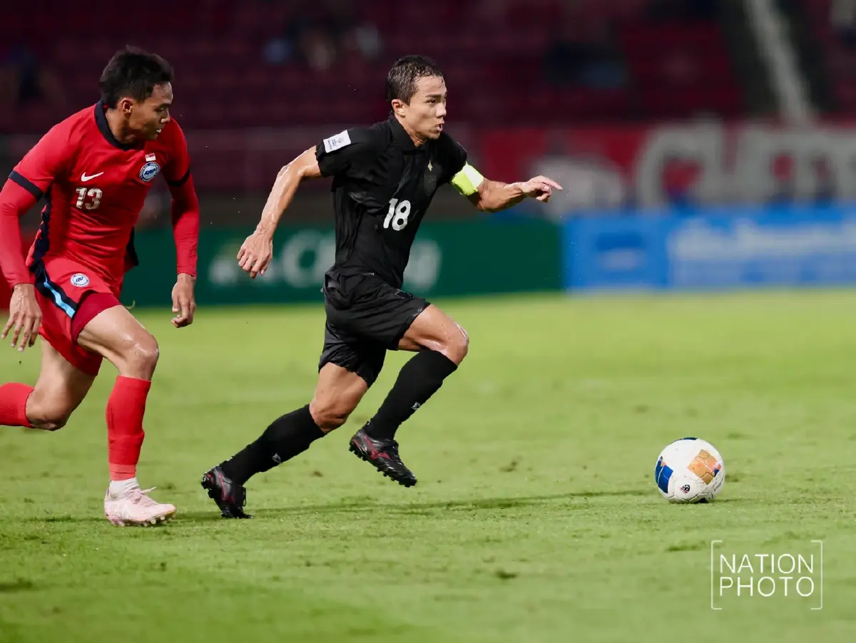 3 แต้มอุ่นเครื่อง! ไทย เฉือนชนะ สิงคโปร์ 3-2 ศึกคัดเลือก เอเชียน คัพ
