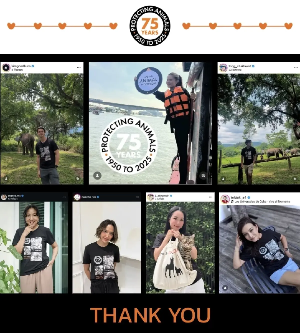 นักแสดง-คนดัง รวมพลังร่วมส่งเสียงแทนสัตว์ไร้เสียง ฉลอง 75 ปี World Animal Protection