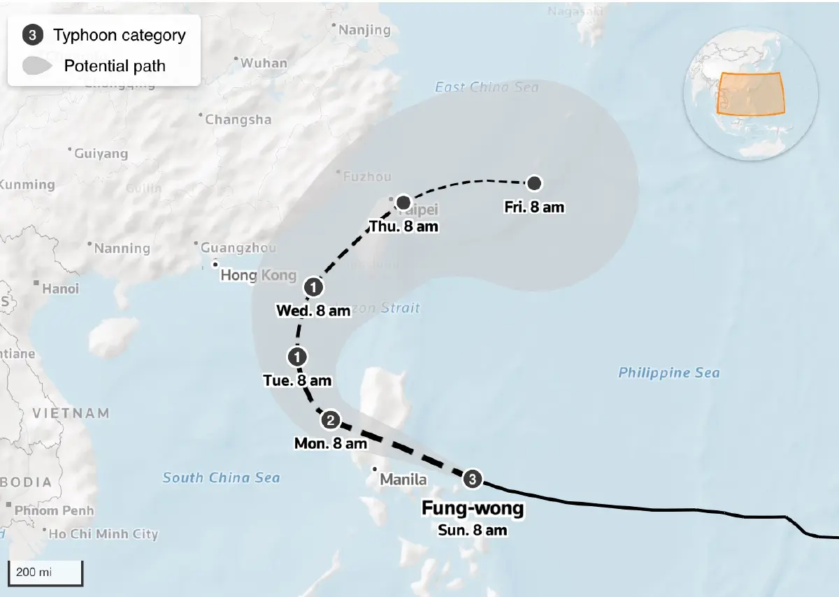‘ฟิลิปปินส์’ อพยพคนนับแสนหนี ‘ฟุงหว่อง’ ทวีก่อตัวซูเปอร์ไต้ฝุ่น