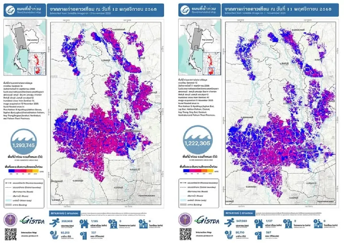 'น้ำท่วม' 10 จังหวัดภาคกลาง 1.29 ล้านไร่จมบาดาล ลึกกว่า 1 เมตร