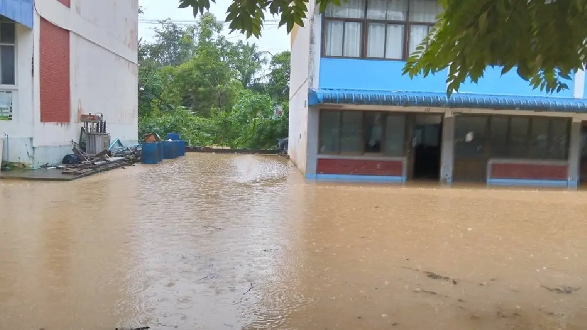 ฝนตกหนักสุราษฎร์ฯ สั่งปิดโรงเรียนไชยาสุริยา น้ำท่วม ระวังไฟดูด