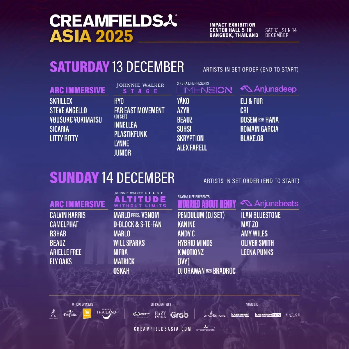 CALVIN HARRIS – SKRILLEX เขย่าเวที Creamfields Asia 2025 ในไทย