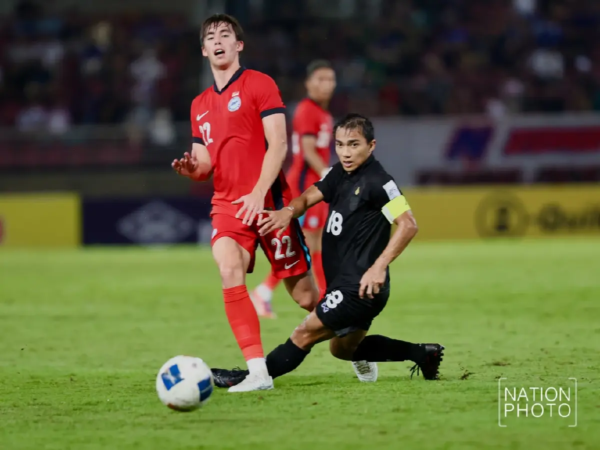 3 แต้มอุ่นเครื่อง! ไทย เฉือนชนะ สิงคโปร์ 3-2 ศึกคัดเลือก เอเชียน คัพ