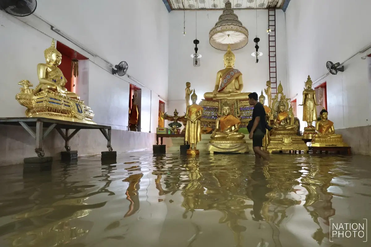 น้ำเจ้าพระยาสูงต่อเนื่อง พื้นที่เกาะเกร็ดยังท่วมขัง บางจุดสูง 40 ซม.