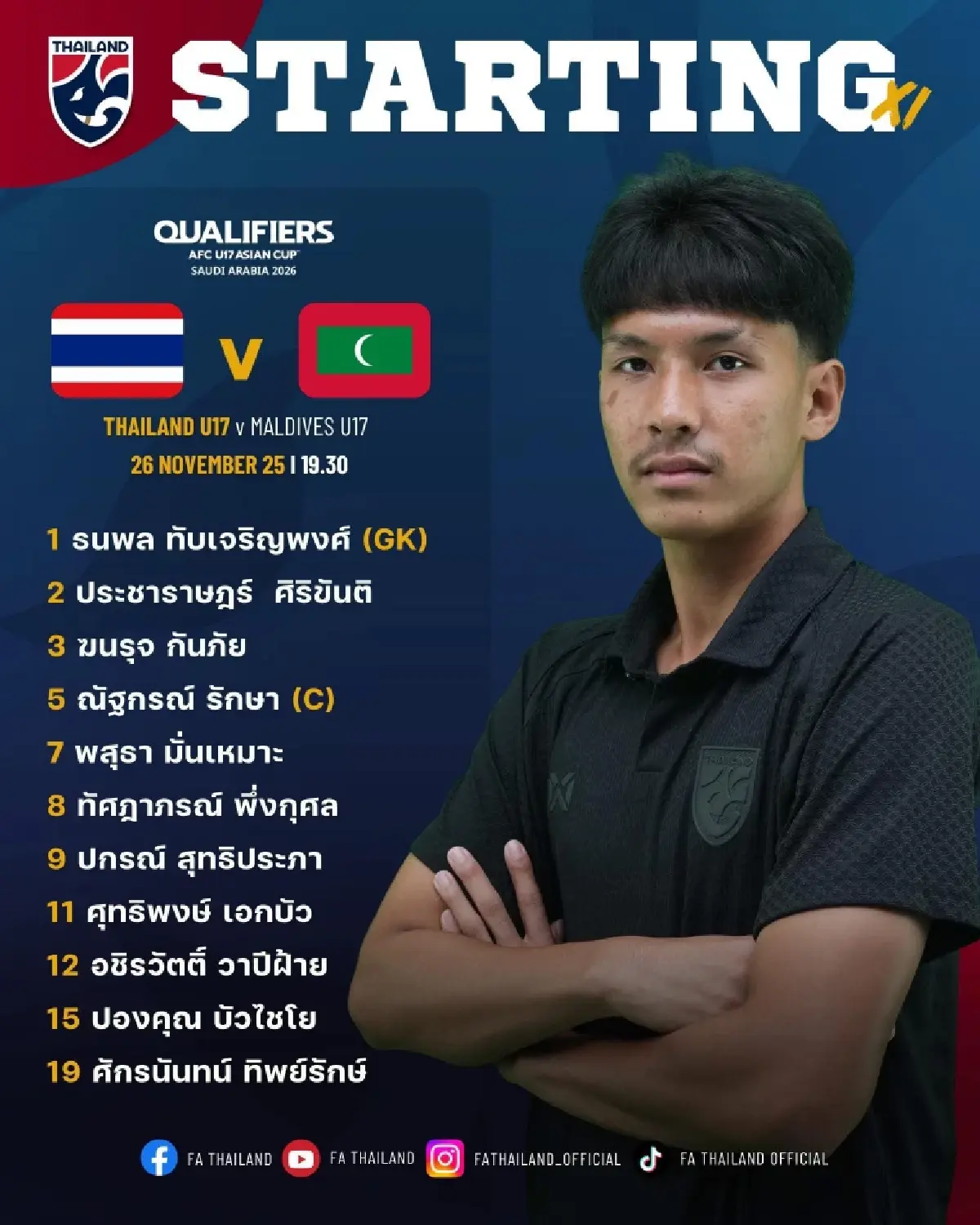 LIVE ดูบอลสด ถ่ายทอดสดฟุตบอล ทีมชาติไทย พบ มัลดีฟส์ ชิงแชมป์เอเชีย 2026