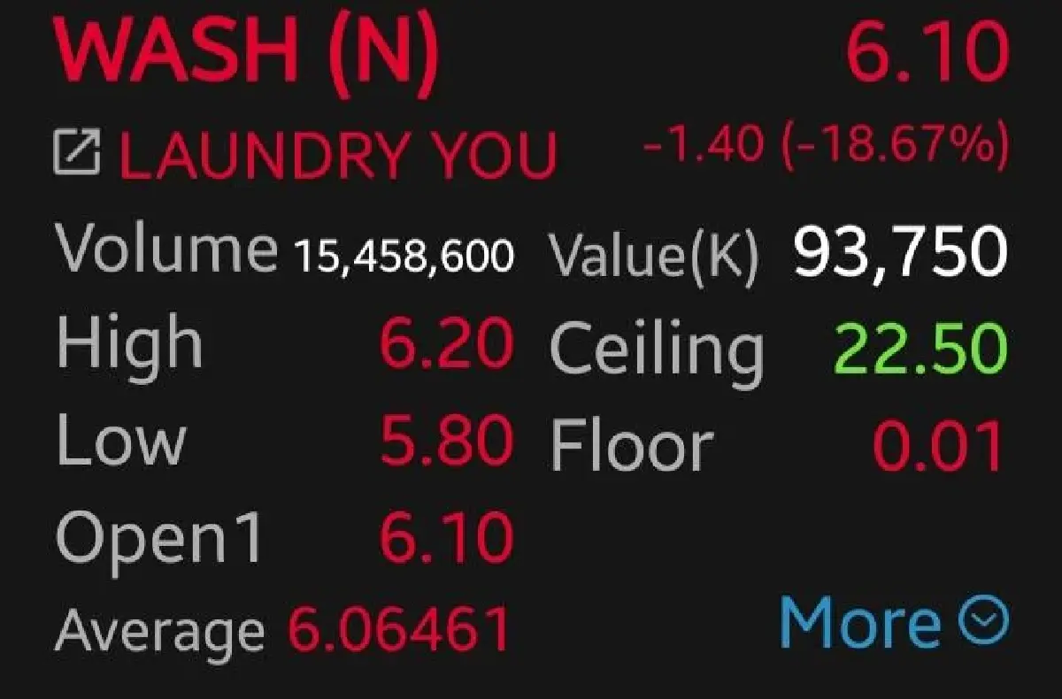 WASH ร้านสะดวกซักครบวงจร ประเดิมเทรดวันแรกร่วง 18.67% เบียร์ วนนท์ - ไม้ฟืน ร่วมถือหุ้น