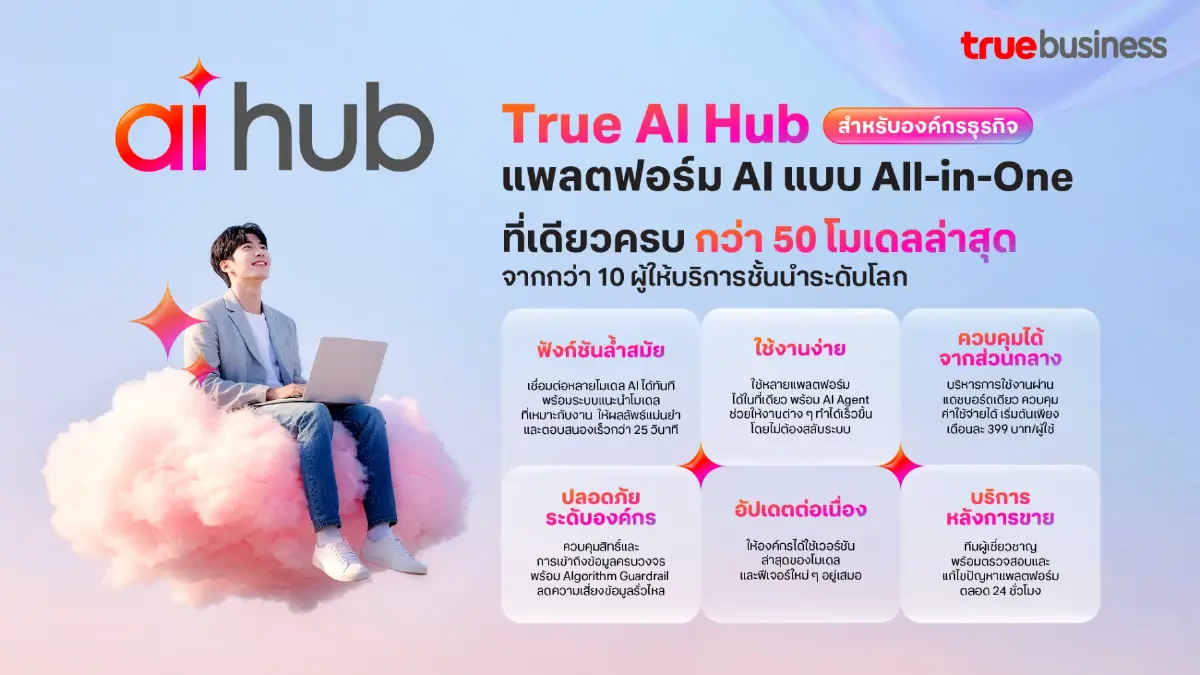 ทรูบิสิเนสเปิดตัว “True AI Hub” หนุนองค์กรไทยทรานสฟอร์ม ชูคุ้มค่า ปลอดภัย ใช้งานง่าย