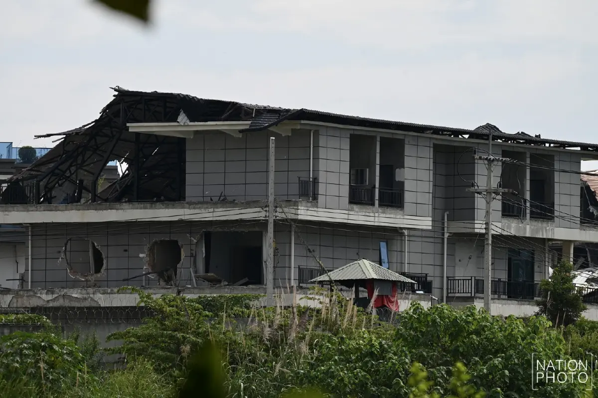 โดนแล้ว เปิดภาพซาก 'เคเคปาร์ค' ฐานทัพแก๊งคอลเซ็นเตอร์ ถูกถล่มยับ