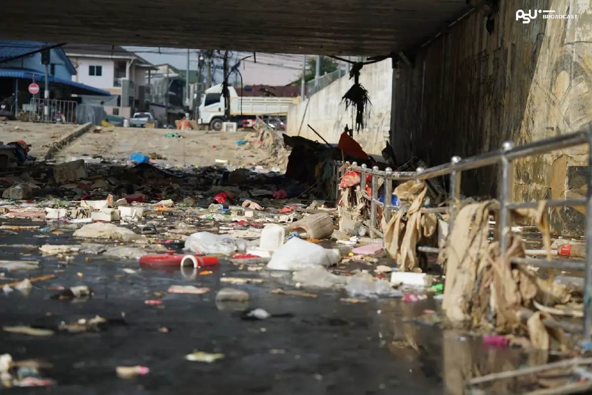 กระทบ คนหาดใหญ่ อุโมงค์กัลยาณมิตร น้ำเน่า-ขยะเกลื่อน ผ่านไม่ได้