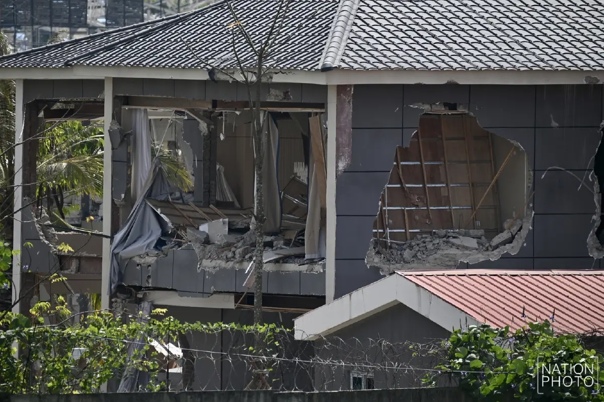 โดนแล้ว เปิดภาพซาก 'เคเคปาร์ค' ฐานทัพแก๊งคอลเซ็นเตอร์ ถูกถล่มยับ