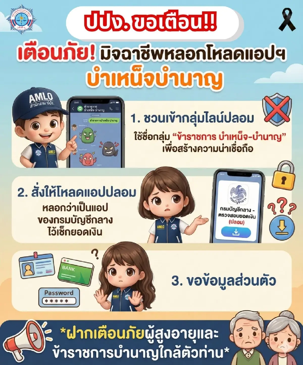 ข้าราชการ ผู้สูงอายุ รับเงินบำนาญระวังเงินเกลี้ยงบัญชี ปปง. แจ้งเตือนล่าสุด