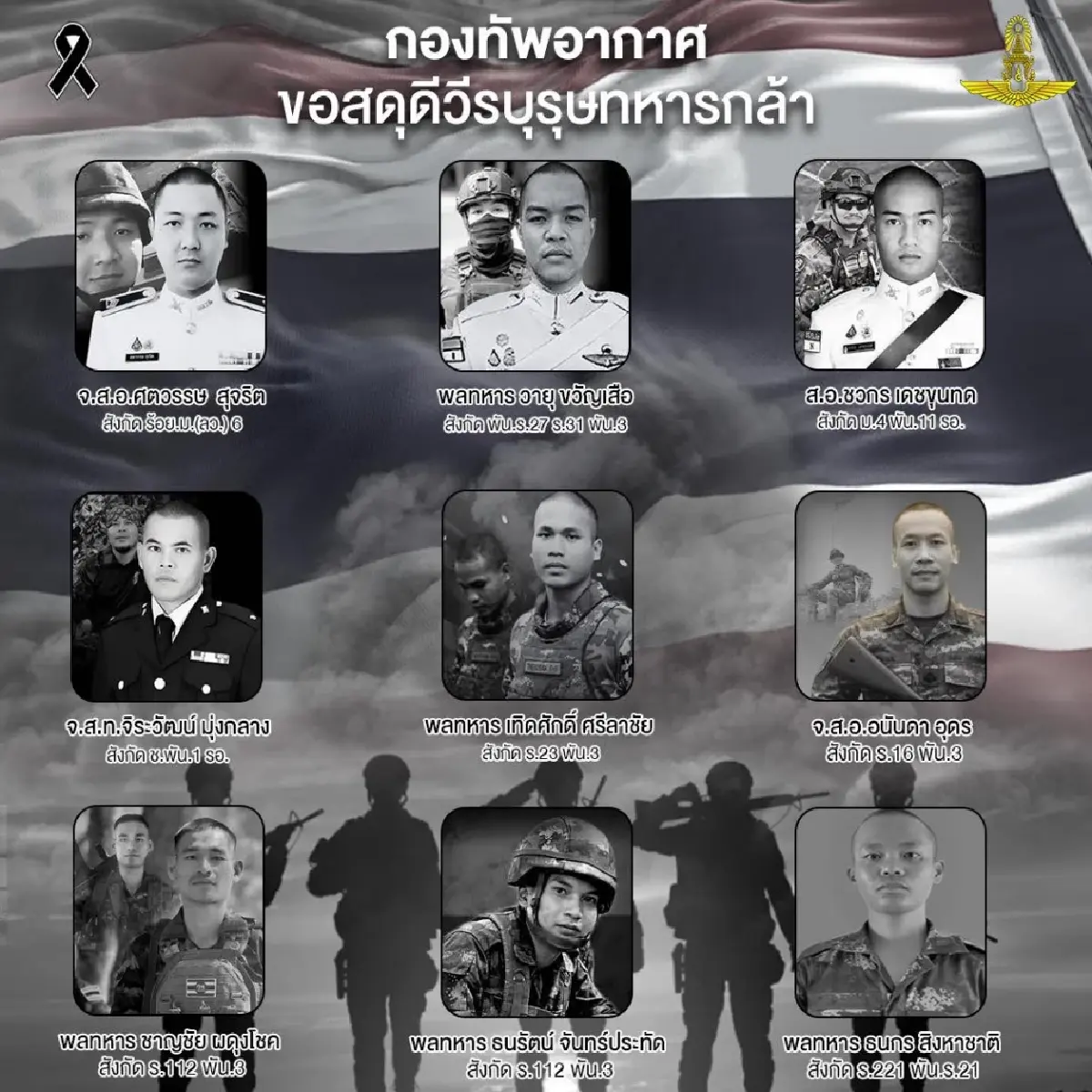 กองทัพสดุดี '9 ทหารกล้า' สละชีพปกป้องแผ่นดินไทย เหตุปะทะไทย-กัมพูชา