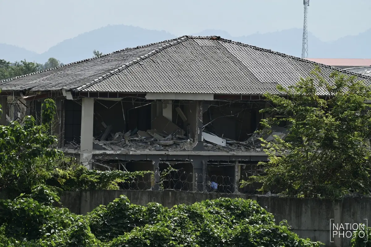 โดนแล้ว เปิดภาพซาก 'เคเคปาร์ค' ฐานทัพแก๊งคอลเซ็นเตอร์ ถูกถล่มยับ