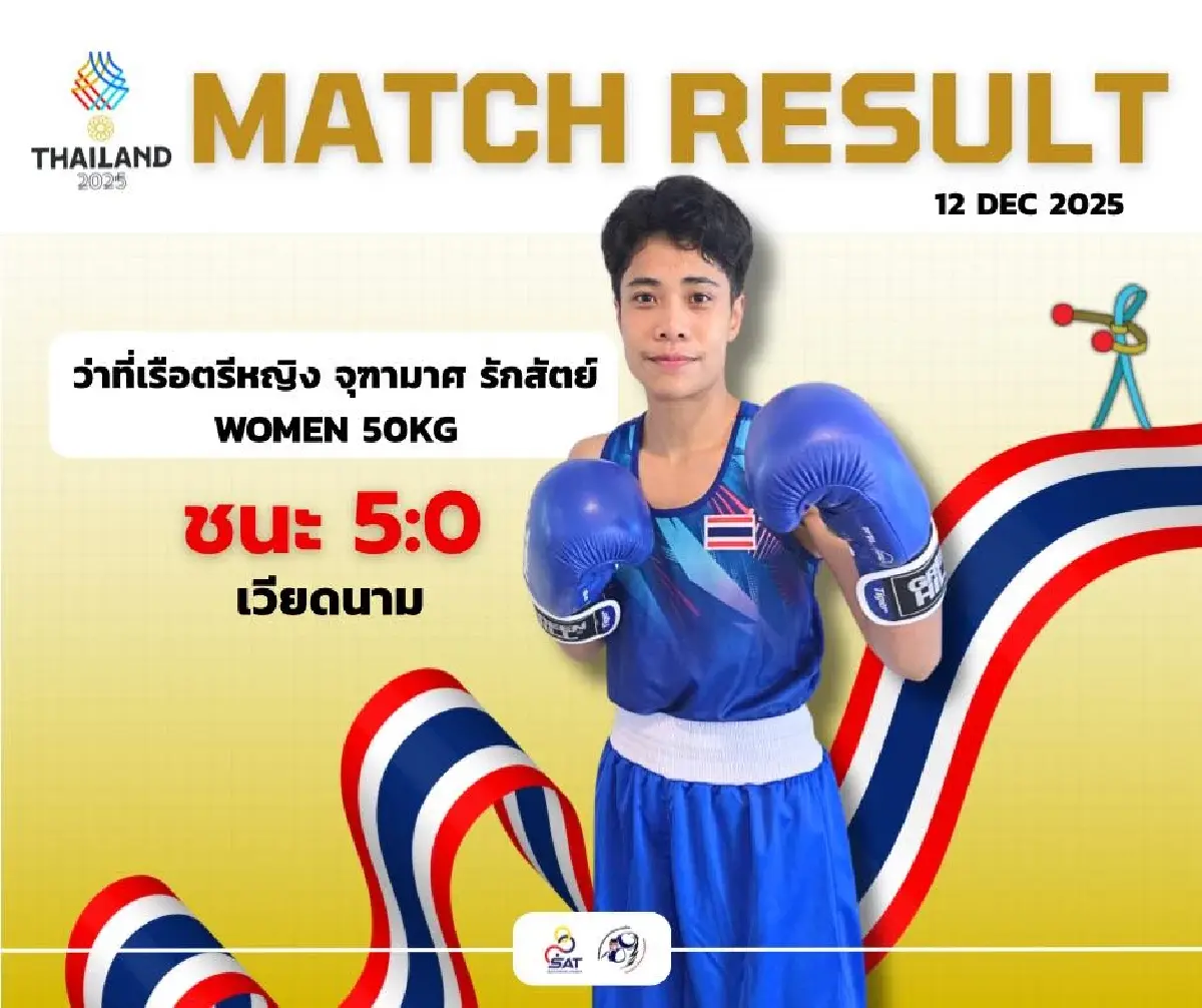 LIVE ถ่ายทอดสดมวยสากล เชียร์บรรจง สินศิริ 'ไทย พบ มาเลเซีย' ซีเกมส์ 2025