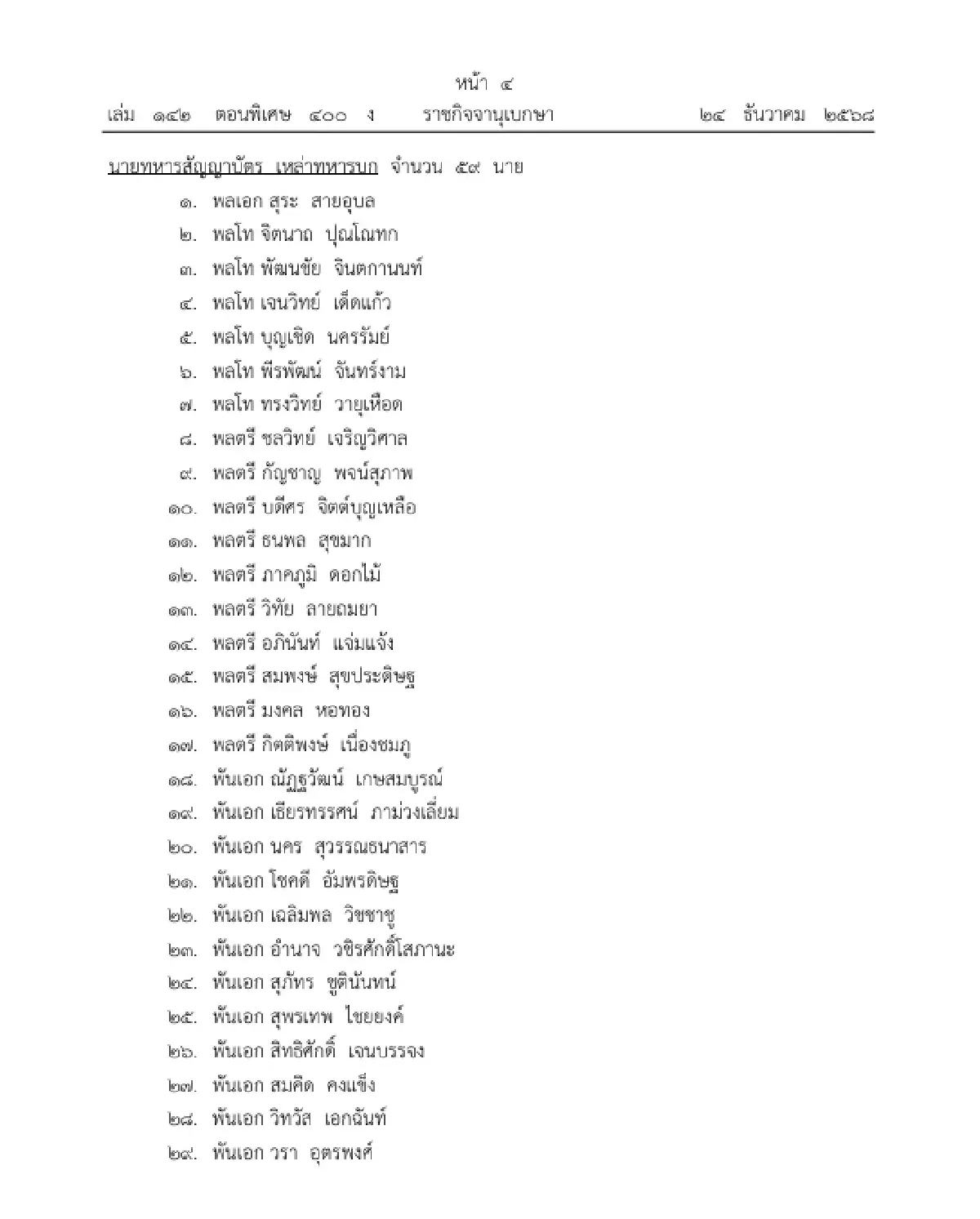 โปรดเกล้าฯ แต่งตั้ง 'นายทหาร-นายตำรวจ' เป็น ราชองครักษ์ในพระองค์ จำนวน 94 นาย